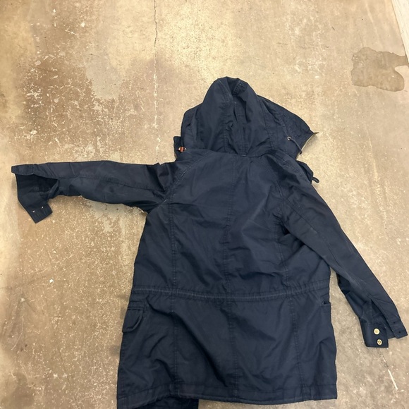 Michael kors Navy Hooded light Coat with gold Accents - Picture 7 of 7